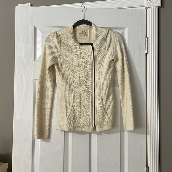 Angel of the north by Anthropologie, cream Moto style cardigan xs - Picture 4 of 12